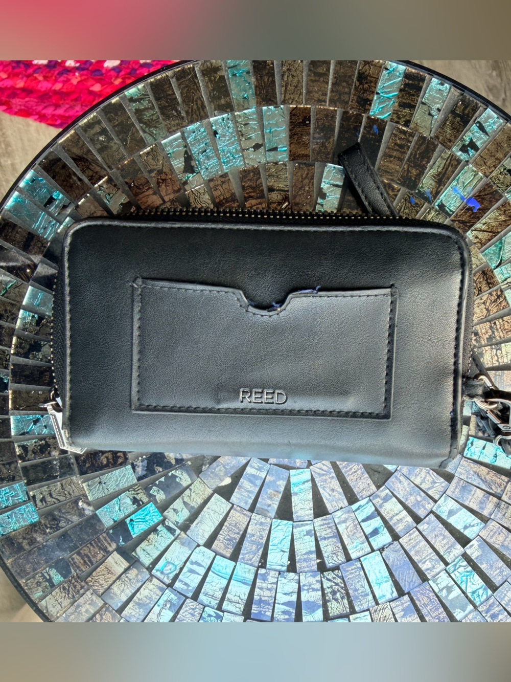 Reed Krakoff Black Leather Zip-Around Card Wallet Wristlet